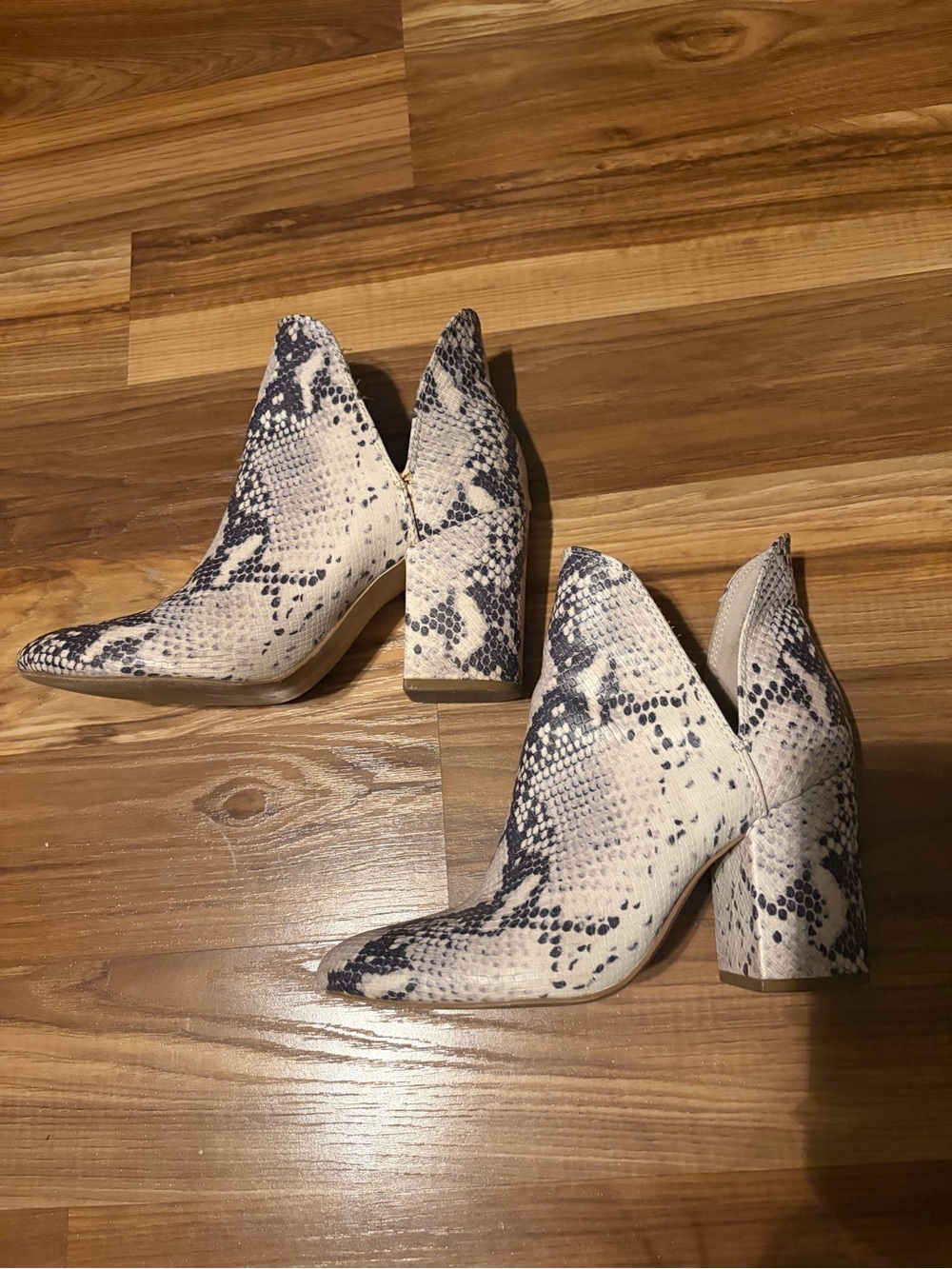 Steve Madden Snake-Print Pointed Toe Ankle Boots